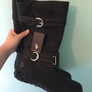 BRAND NEW U.S. POLO NON SLIP LEATHER SNOW BOOTS!